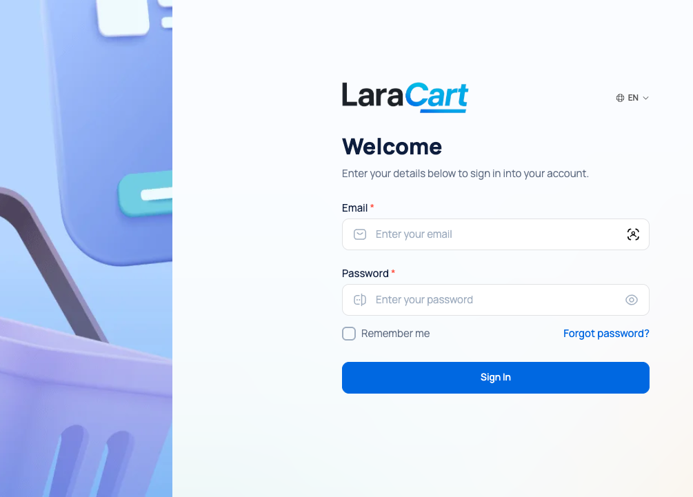 admin panel login page