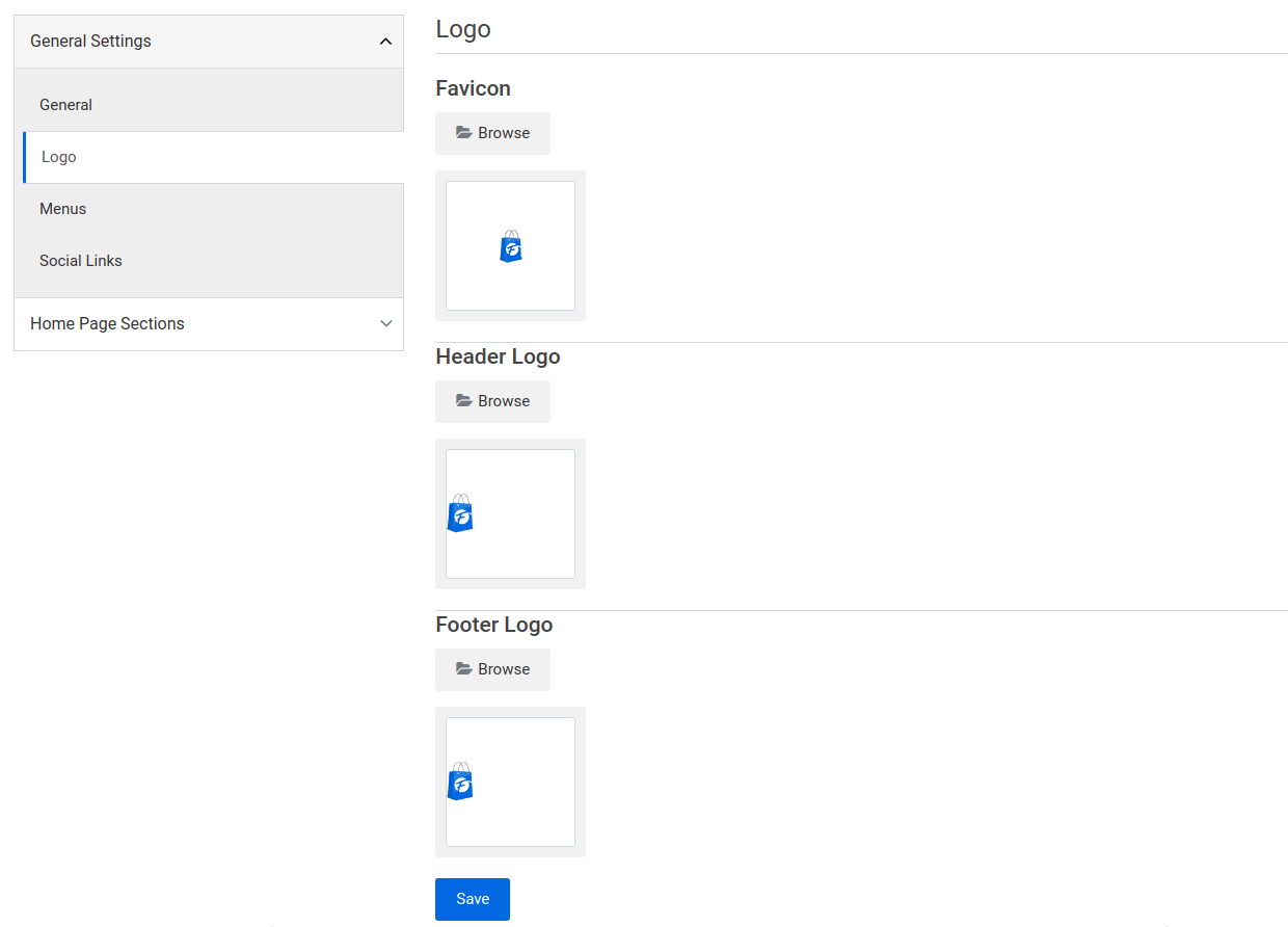 storefront page logo tab