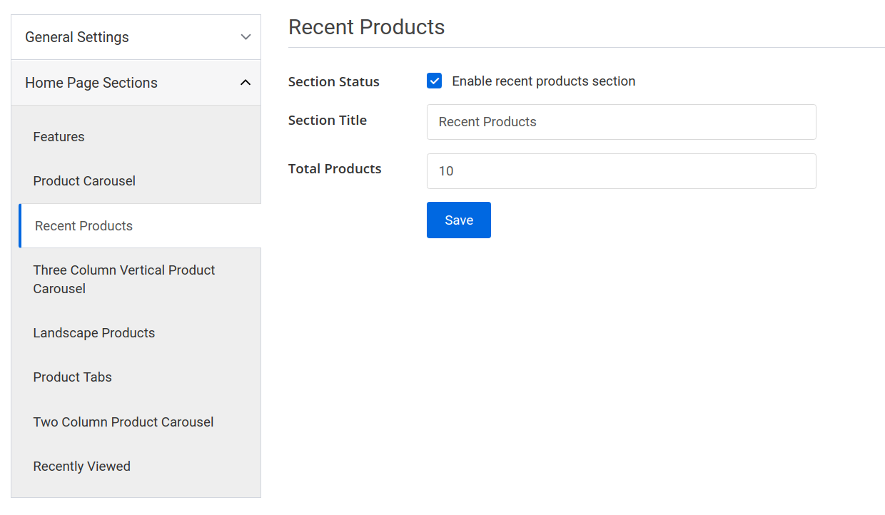 storefront recent products