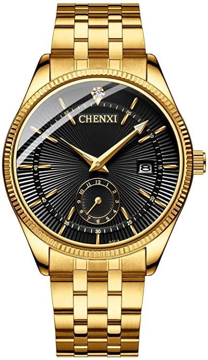 Fanmis Men's Luxury Analog Quartz Gold Wrist Watches