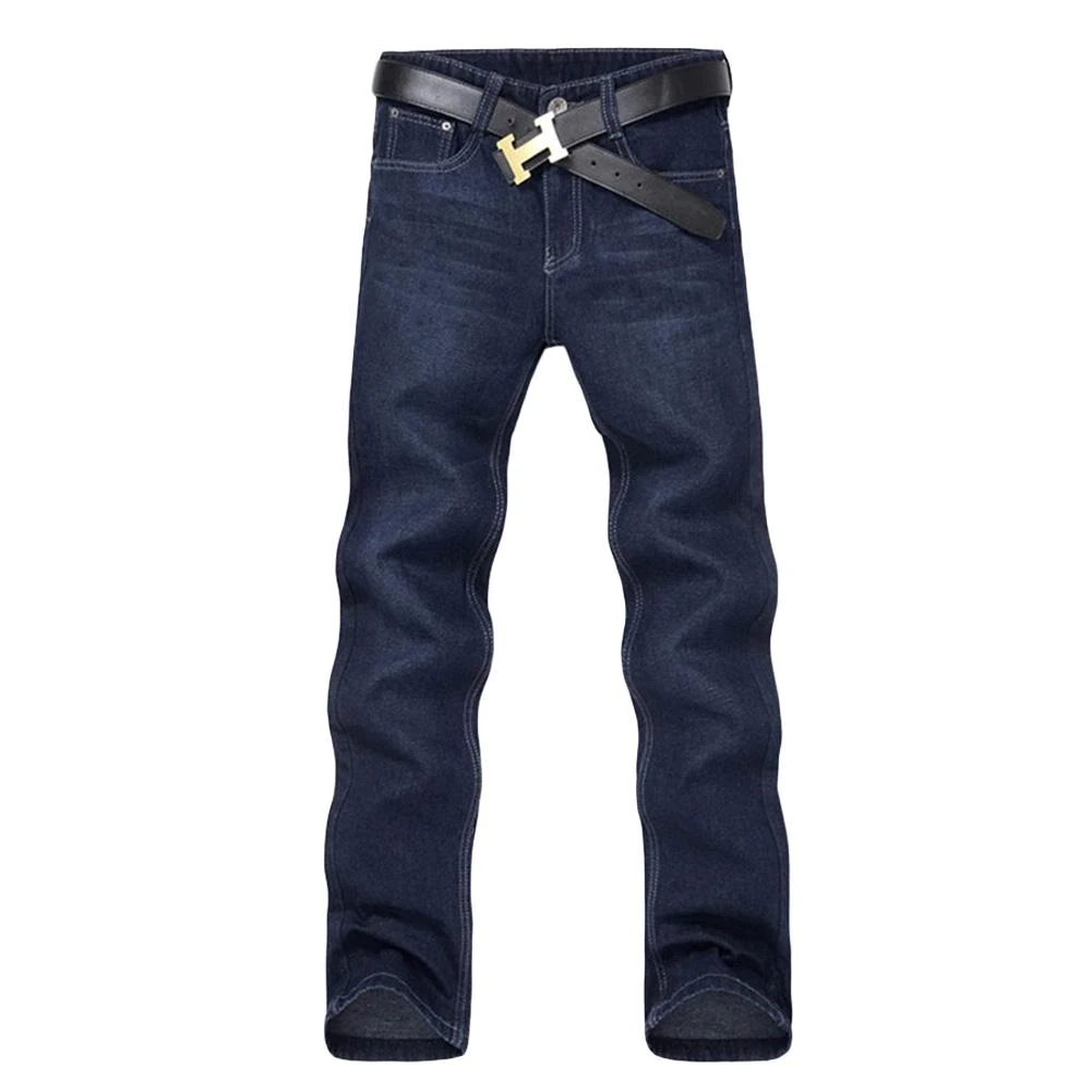 Classic Men Casual Mid-Rise Straight Slim Denim Jeans Youth Long Pants